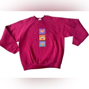 Fruit of the Loom Vintage 90s Valentine Love Heart Confetti Graphic Sweatshirt